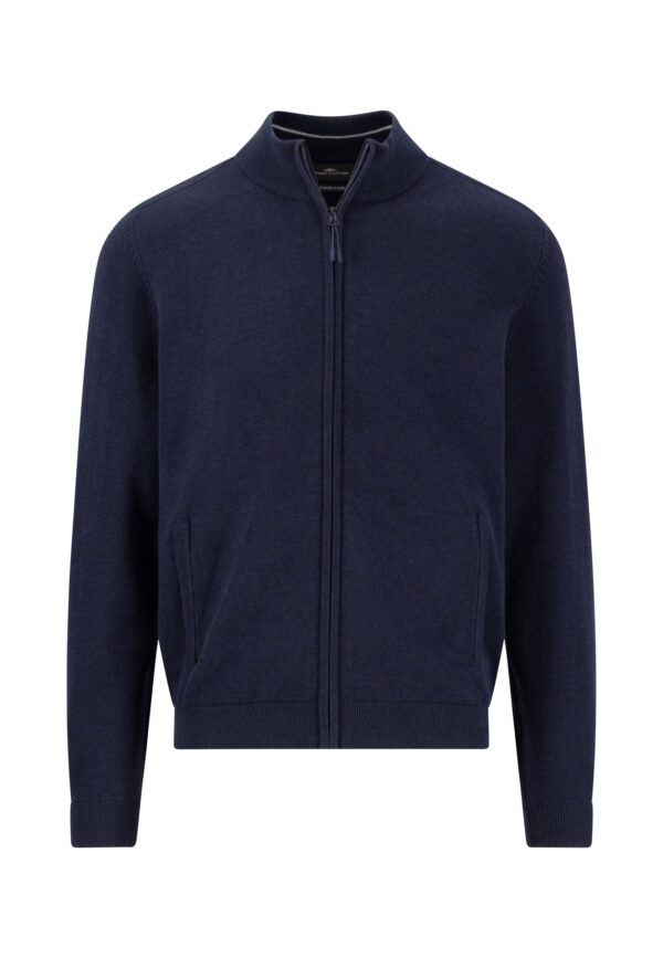 Fynch Hatton Cotton Cardigan with Zip - Navy