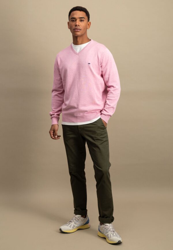 Fynch Hatton Fine Knit Sweater V-Neck - Peony - Image 2