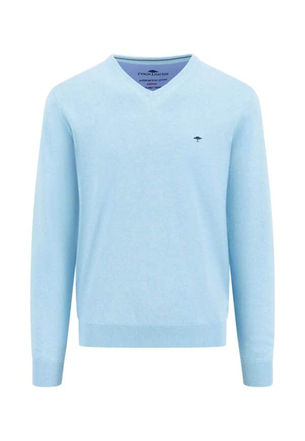 Fynch Hatton Fine Knit Sweater V-Neck - Splashy Ocean - Image 5