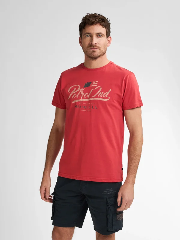 Petrol Artwork T Shirt - Cranberry