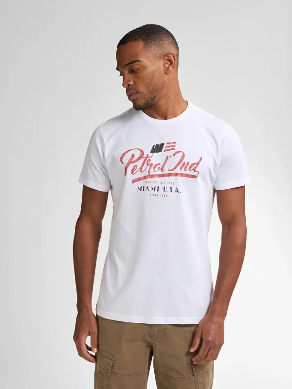 Petrol Artwork T Shirt - Bright White