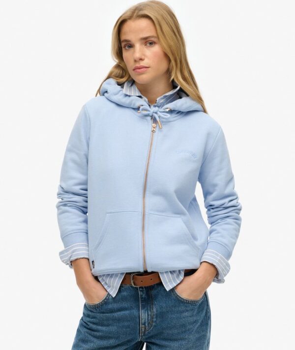 Superdry Essential Logo Zip Hoodie - Rich Blue