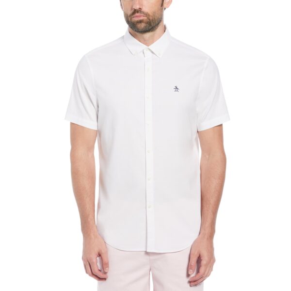 Original Penguin Ecovero Oxford Stretch Short Sleeve Shirt - Bright White