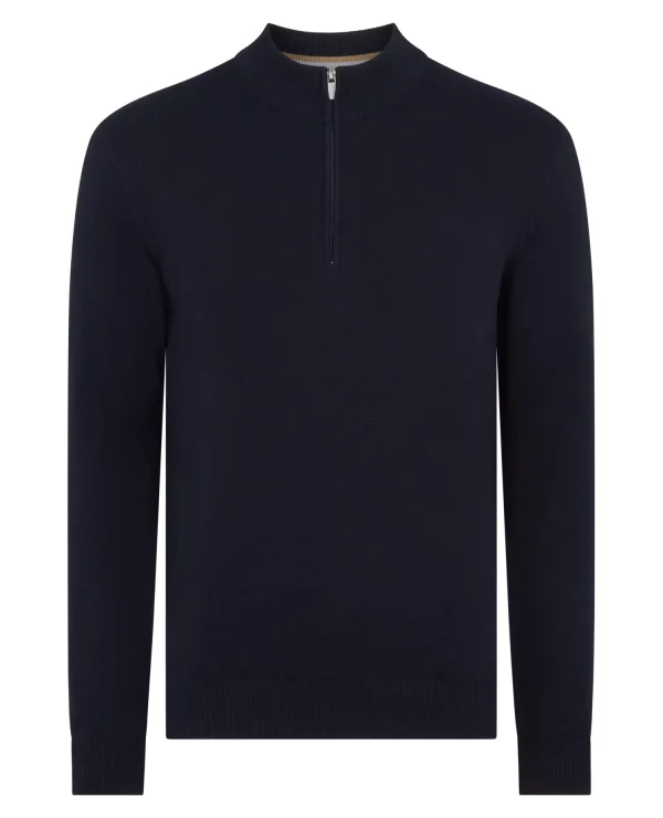 Remus Uomo Navy Long Sleeve Half Zip Sweater - Image 6