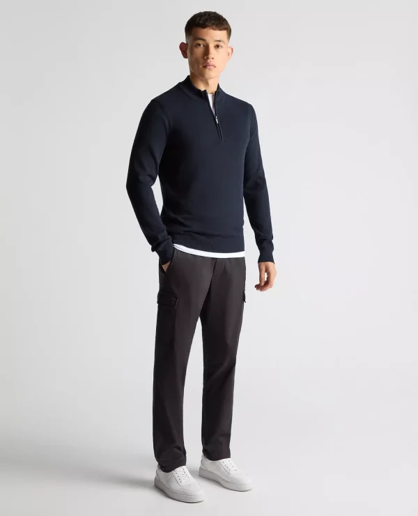 Remus Uomo Navy Long Sleeve Half Zip Sweater - Image 2