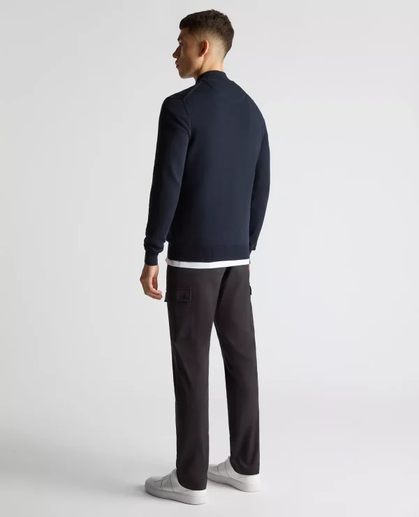 Remus Uomo Navy Long Sleeve Half Zip Sweater - Image 3