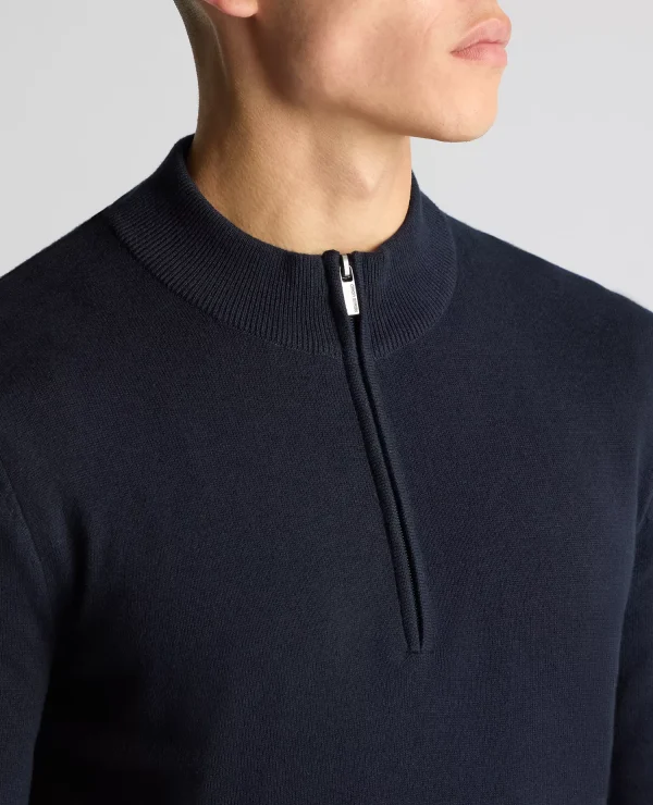 Remus Uomo Navy Long Sleeve Half Zip Sweater - Image 5