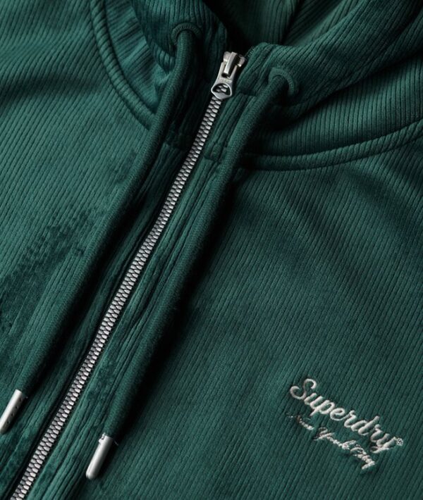 Superdry Country Club Velour Zip Hoodie - Enamel Green - Image 2