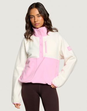 Gym+Coffee Snap Polar Fleece in Pink Blossom
