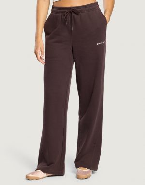 Gym+Coffee Wide Leg Joggers in Mocha Bean